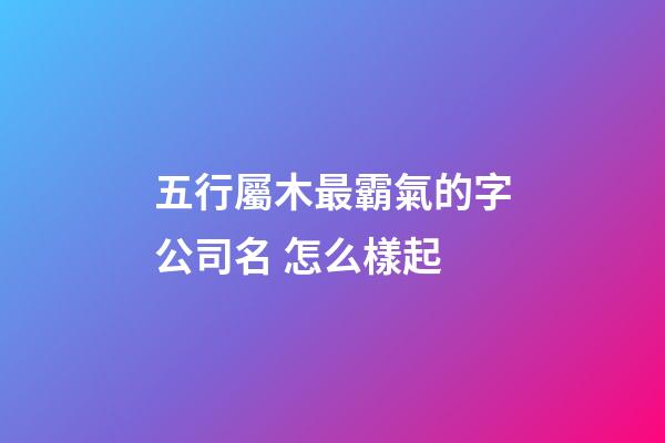 五行屬木最霸氣的字公司名 怎么樣起-第1張-公司起名-玄機(jī)派